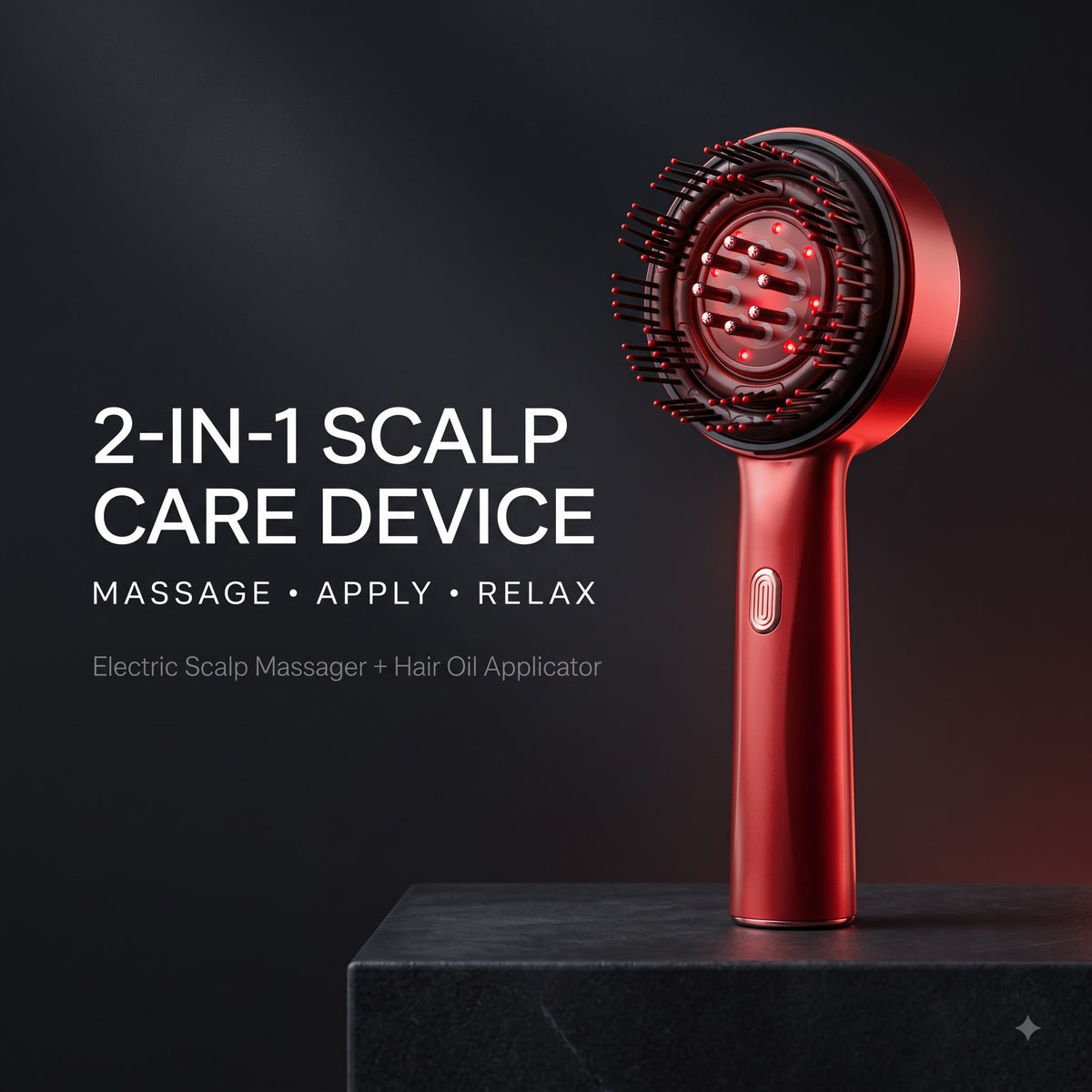 2-in-1 Electric Scalp Massager & Hair Oil Applicator with Red Light Therapy